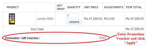 UniverCell Promotion Code Field