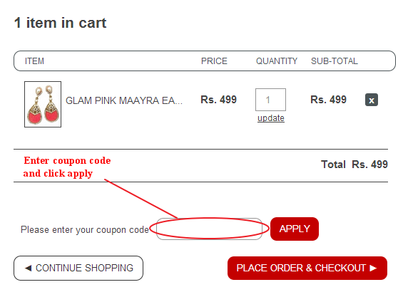 Maayra Coupon Code Field