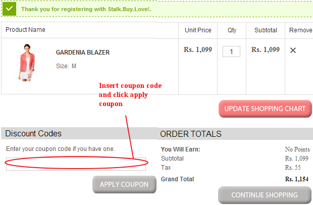 Stalk Buy Love Coupon Code Field
