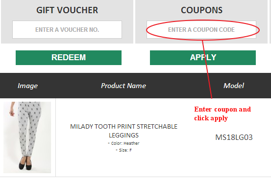 Milady Avenue Coupon Code Field