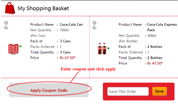 Coke2Home Coupon Code Field
